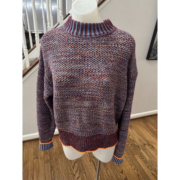 Victoria Beckham Multicolor Wool Cotton Blend Sweater Marled Stripe Size Large - Picture 3 of 6